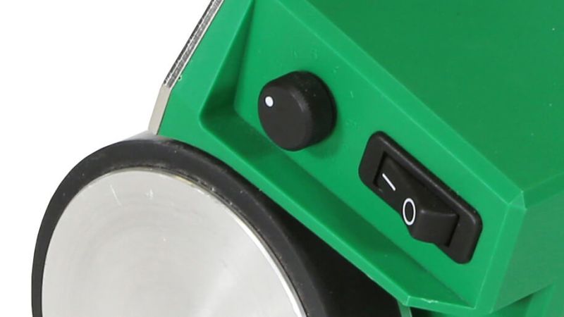 Leister MINIFLOOR 120v Drive Unit 154.337 for Vinyl Floor Laying close up of power switch & speed control
