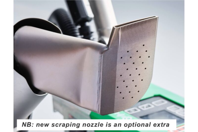 Leister UNIROOF 700 Automatic Roof Welding Machine 120V 1800W 169.237 scraping nozzle close up 2