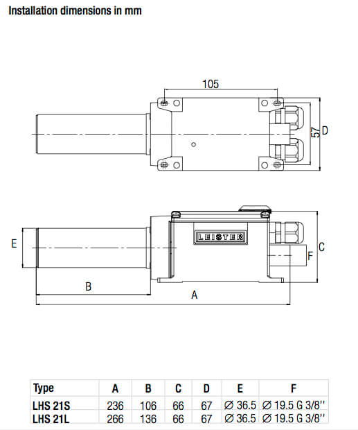 LHS21 Installation Dimensions