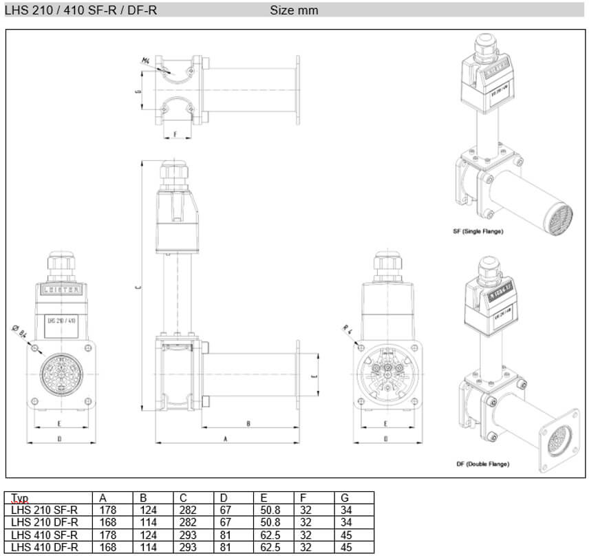LHS 210/410 SF-R/DF-R Dimensions