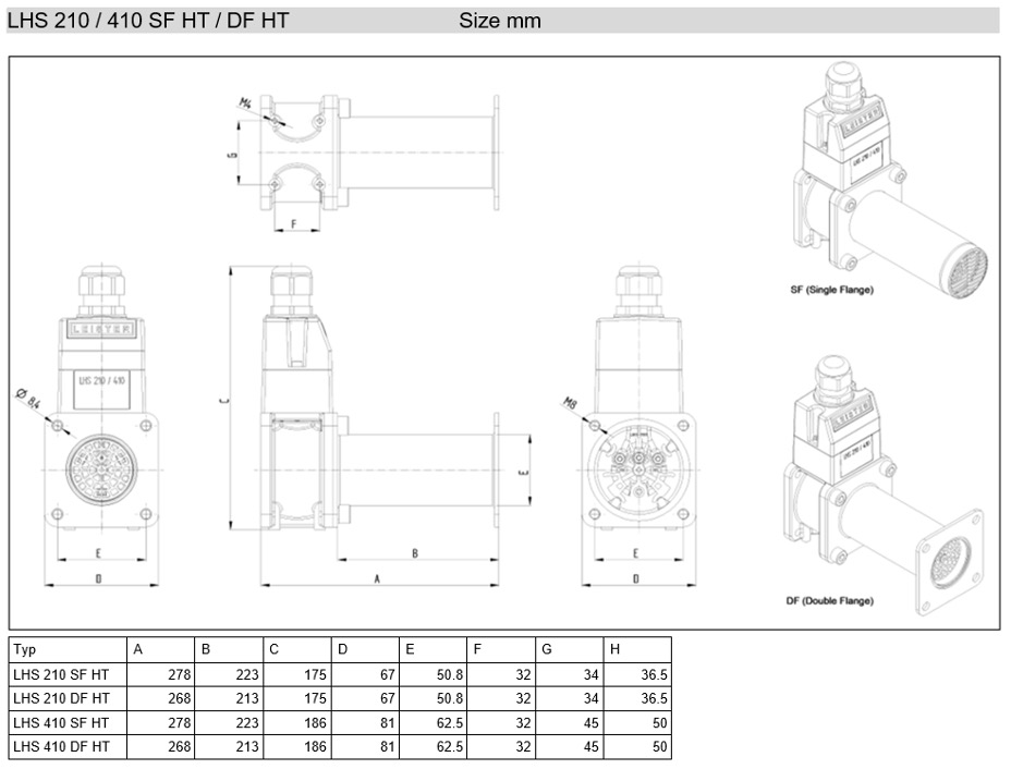 LHS 210 SF HT Installation Dimensions